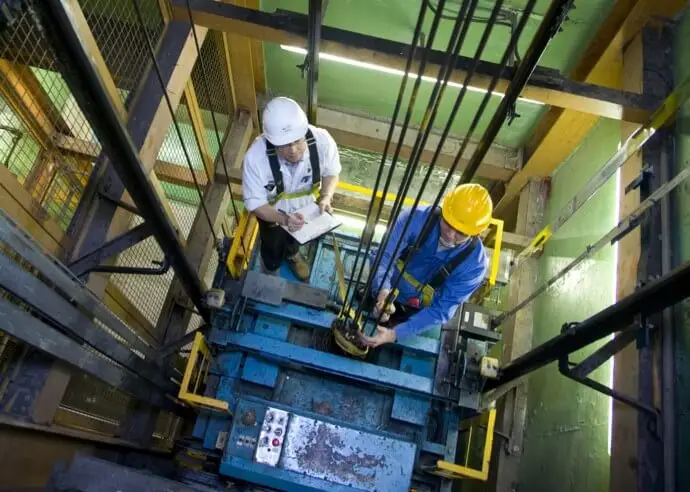 Team of lift technicians